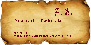 Petrovitz Modesztusz névjegykártya
